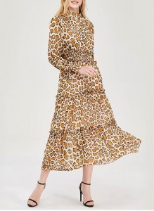 Maxi abito con stampa leopardata